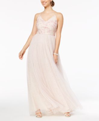 adrianna papell tulle lace gown