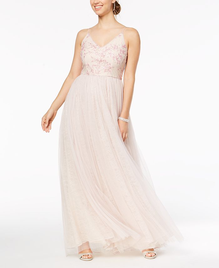 Adrianna Papell Sequined Embroidered Tulle Gown, Regular & Petite Sizes ...