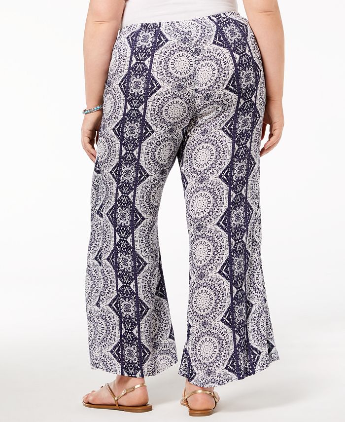 Style & Co Plus Size Printed High-Rise Wide-Leg Pants, Created for Macy ...