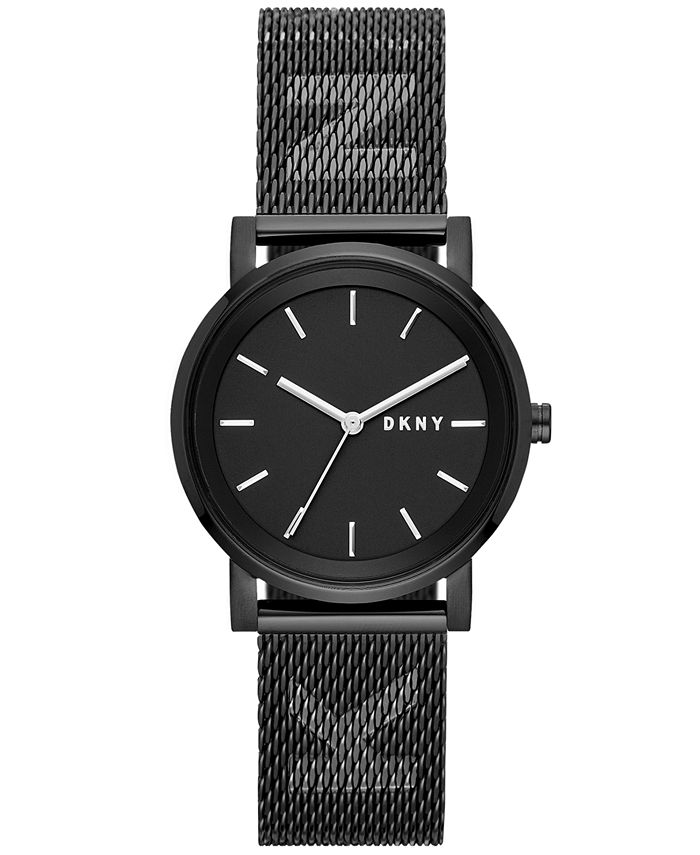 DKNY Women's SoHo Black Stainless Steel Mesh Bracelet Watch 34mm ...