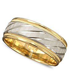 Men's 14k Gold and 14k White Gold Ring, Spiral Dome Band