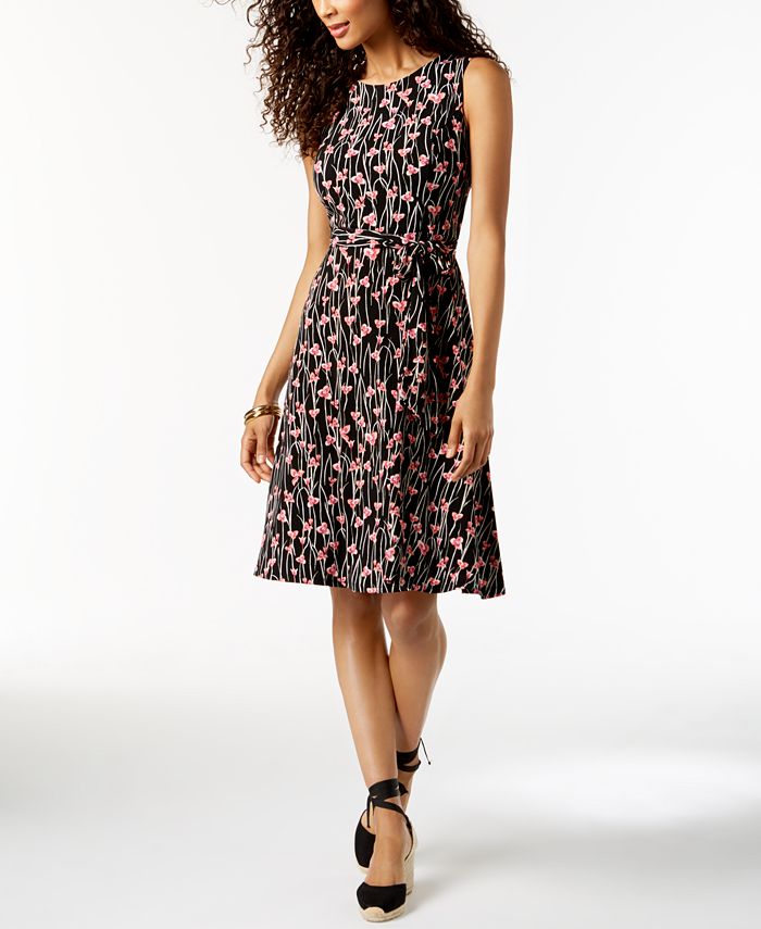 Charter Club Petite Printed Fit & Flare Midi Dress, Created for Macy's ...