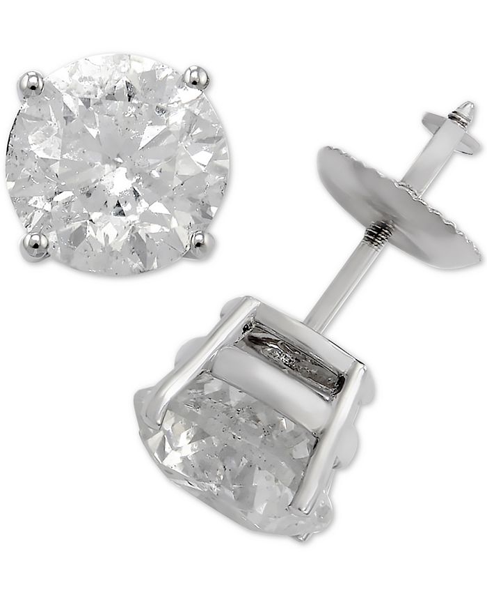 Macy's Diamond Stud Earrings in 14k White Gold (3 ct. .) & Reviews -  Earrings - Jewelry & Watches - Macy's
