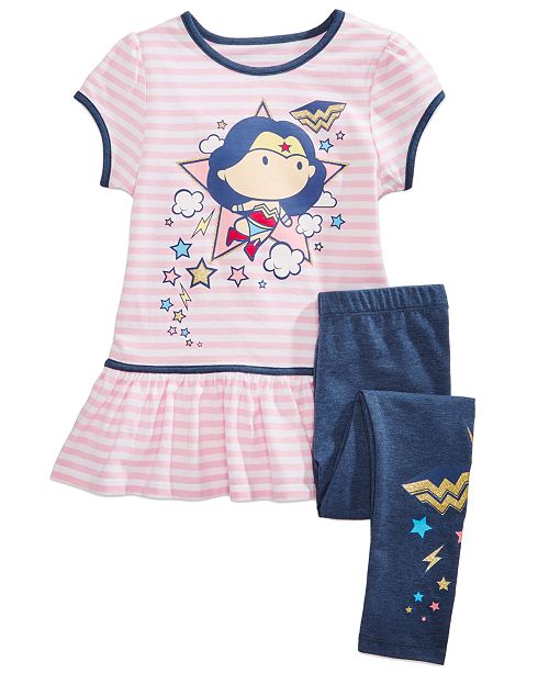 Dc Comics Wonder Woman 2 Pc Tunic Leggings Set Toddler Girls