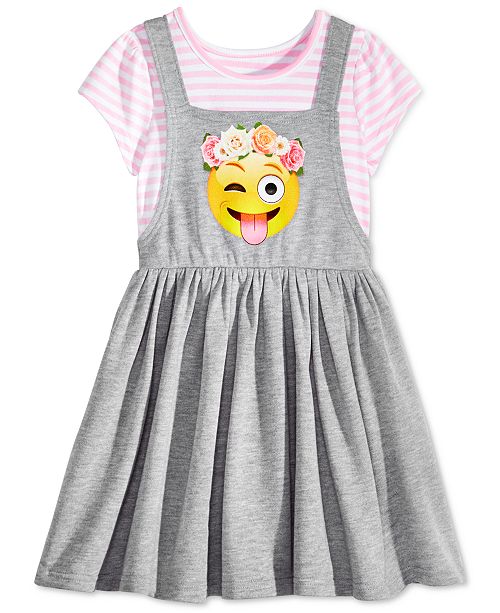 Awake Layered Look Emoji Jumper Dress Little Girls Reviews All Girls Dresses Kids Macy S