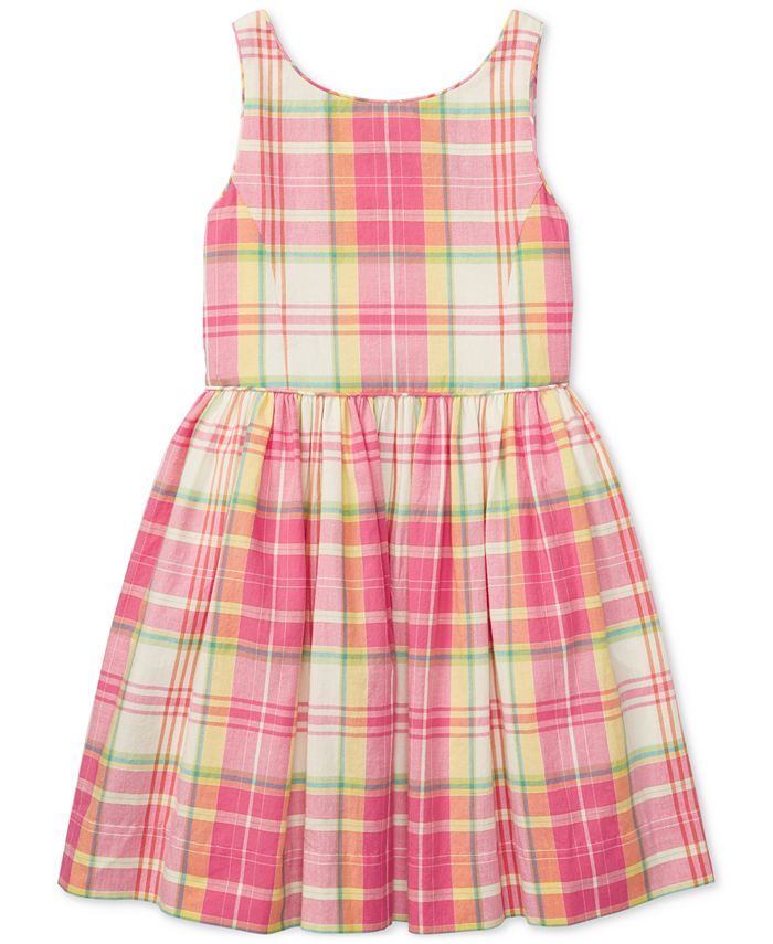 Polo Ralph Lauren Fit & Flare Cotton Madras Dress, Little Girls - Macy's