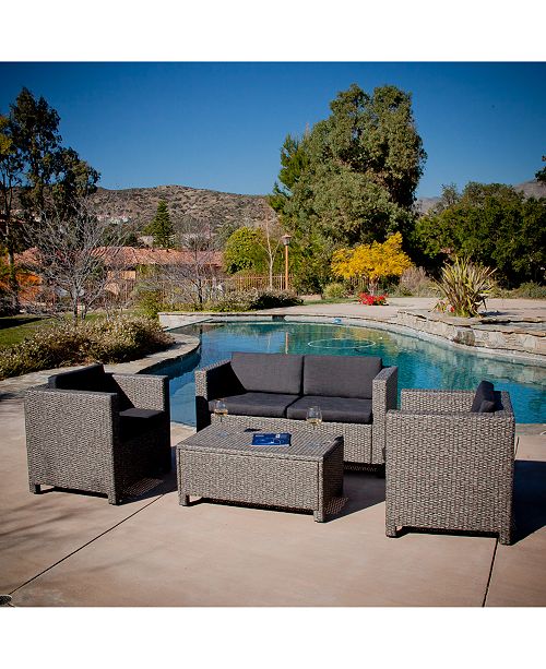 Noble House Listyn Outdoor Sofa Set, Quick Ship Furniture Macy's