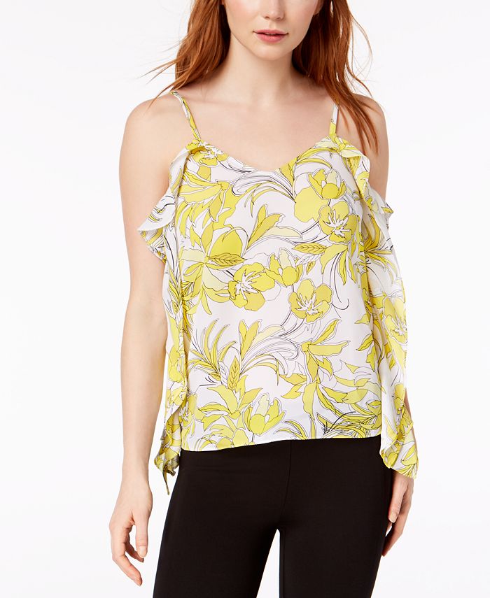 Bar III Ruffled Printed Floral Top, Created for Macy's Macy's
