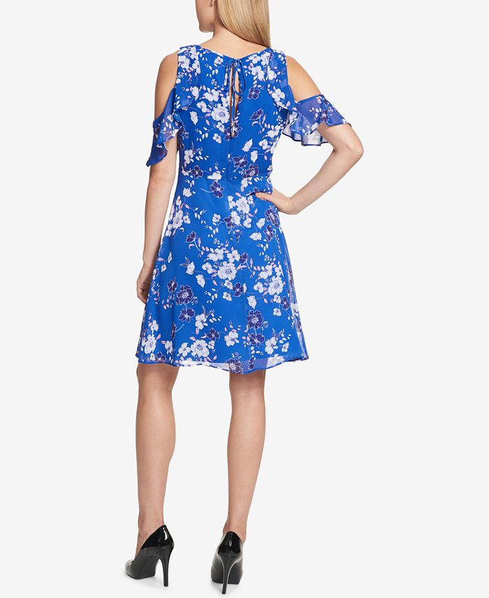 kensie Floral-Print Cold-Shoulder Dress - Macy's