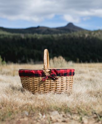 Country Red & Black Buffalo Plaid Picnic Basket