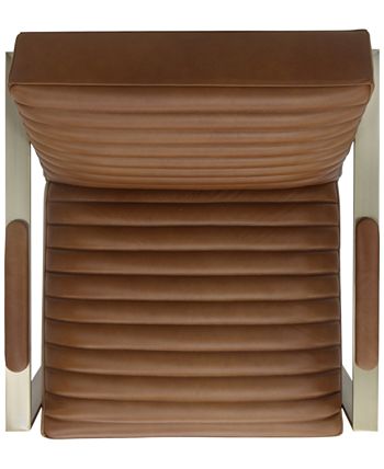 Furniture - Elmie 30'' Leather & Brass Accent Chair