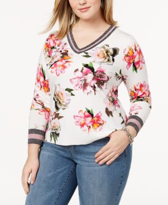 INC International Concepts - Plus Size Varsity Sweater