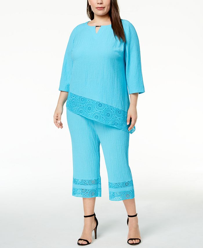 JM Collection Plus Size Asymmetrical Top & Capri Pants, Created for