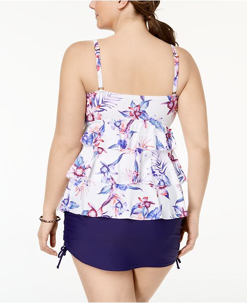 Island Escape Plus Size SideTie Swim Skirt, Created for Macy's