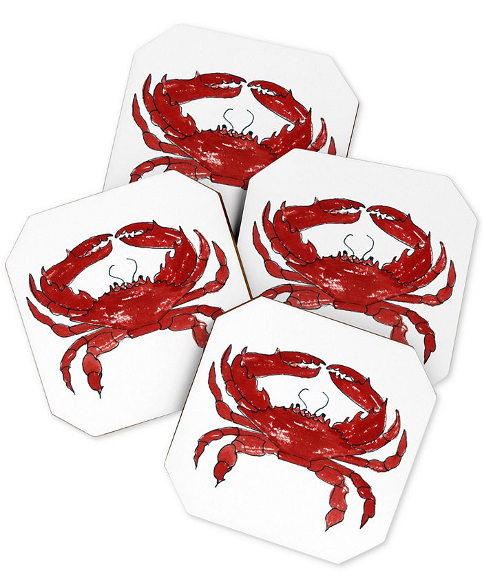 Deny Designs Laura Trevey Red Crab Coaster Set - Macy's