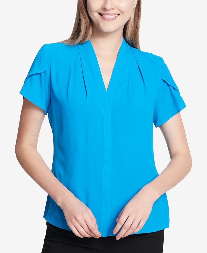 Calvin klein flutter sleeve cheap top