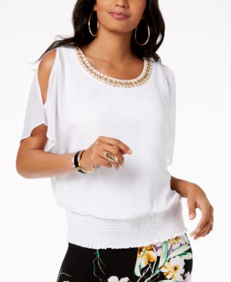 Thalia Sodi - Embellished Strappy V-Back Top