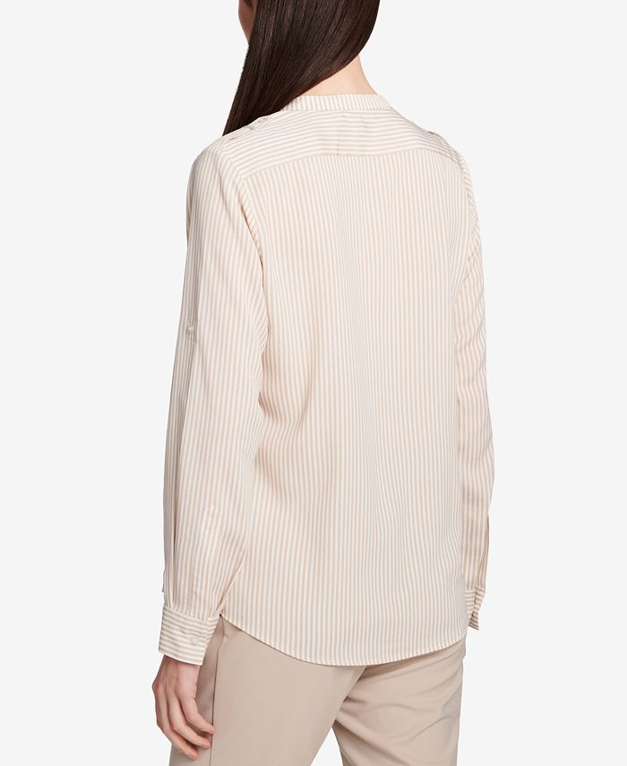 Calvin Klein Band-Collar Shirt - Macy's