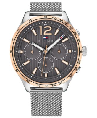 tommy hilfiger men's stainless steel mesh strap watch
