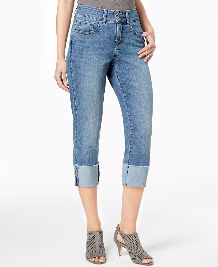 Style & Co Tummy-Control Cuffed Capri Jeans, Created for Macy's ...