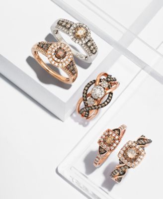 Chocolate by Petite Chocolate and White Diamond Ring (3/8 ct. t.w.) in 14k Rose, Yellow or White Gold