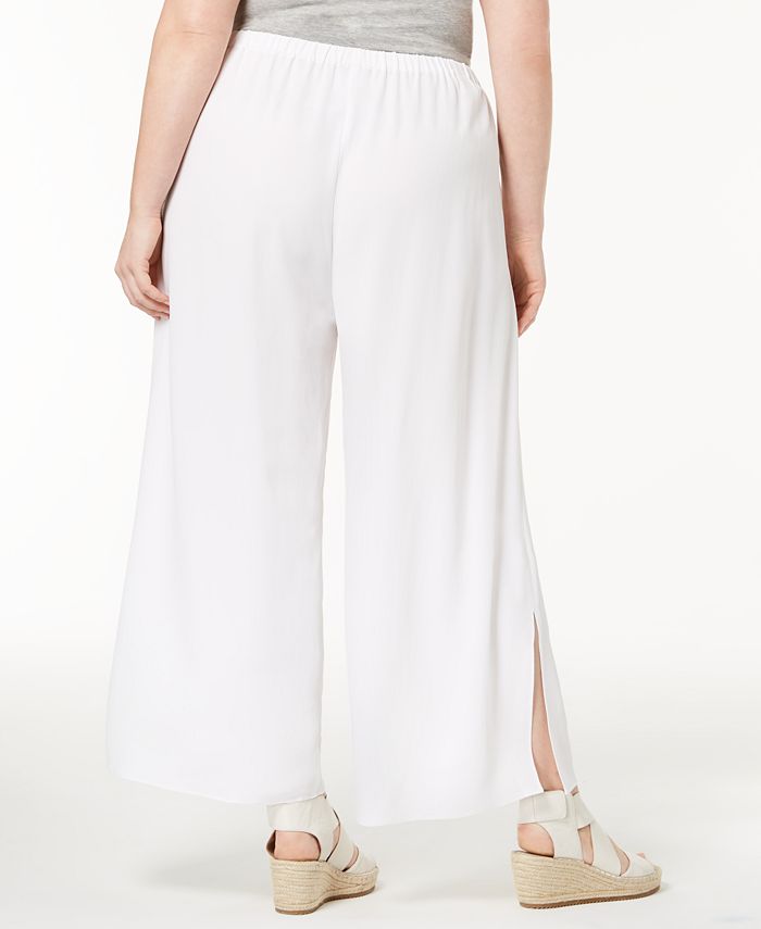 Eileen Fisher Plus Size Tencel® Crepe Wide-Leg Ankle Pants - Macy's