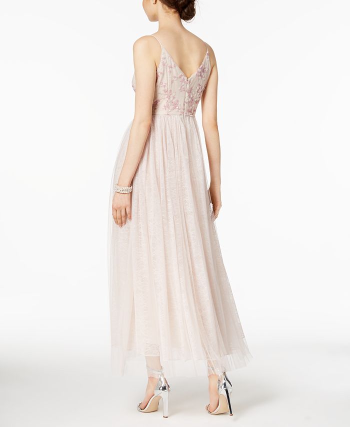 Adrianna Papell Petite Sequined Lace & Tulle Gown - Macy's