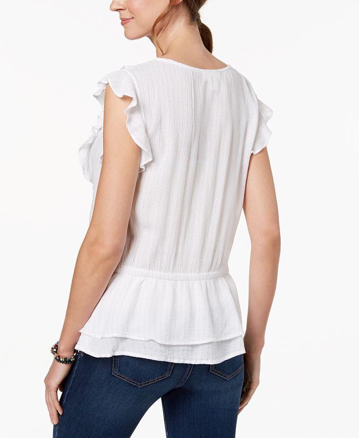 Style & Co Metallic Ruffled Top, Created for Macy's - Macy's