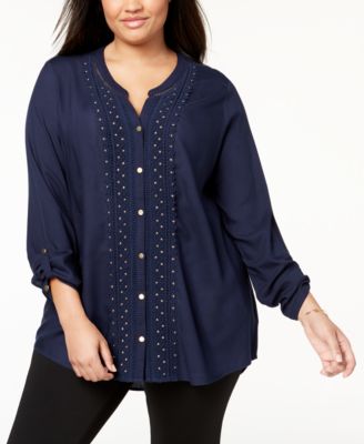 macy's plus size sequin tops