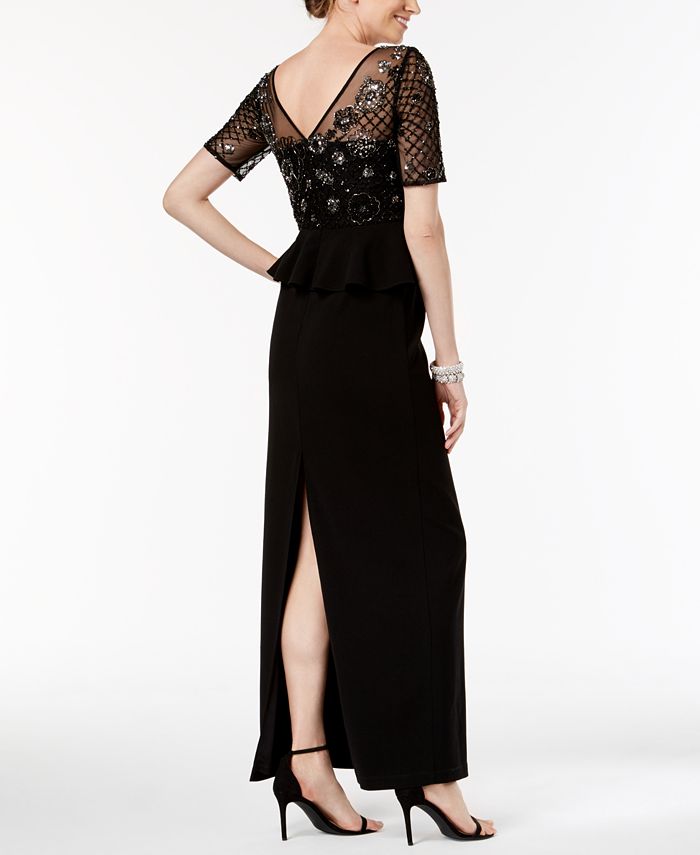 Adrianna Papell Embellished Peplum Gown - Macy's