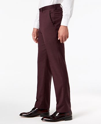 Sean John Men's Slim-Fit Stretch Burgundy Sharkskin Suit Pants - Macy's