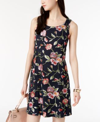 Robbie Bee Petite Multicolored Floral-Embroidered Dress - Macy's