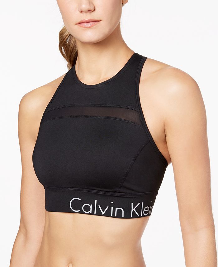 Calvin Klein Strappy-Back High-Neck Medium-Support Sports Bra & Reviews -  Activewear - Women - Macy's