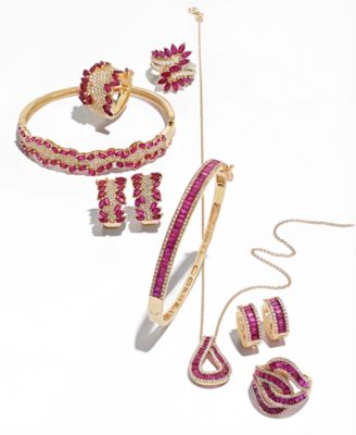 EFFY&reg; Ruby (4-3/8 ct. t.w.) and Diamond (3/4 ct. t.w.) Bangle Bracelet in 14k Rose Gold, Created for Macy's