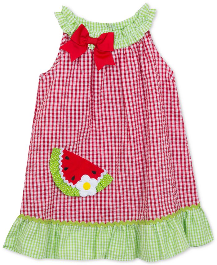 Rare Editions Watermelon Gingham Seersucker Dress Little Girls