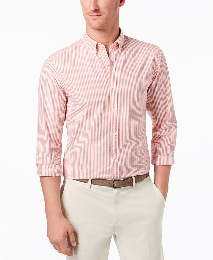 Michael Kors Men's Slim-Fit Striped Seersucker Shirt - Macy's
