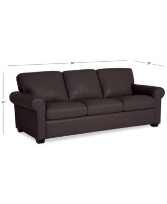 Orid 84" Leather Roll Arm Sofa