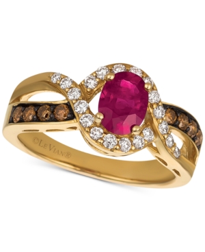 image of Le Vian Chocolatier Passion Ruby (3/4 ct. t.w.) & Diamond (1/2 ct. t.w.) Ring in 14k Gold