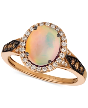 image of Le Vian Chocolatier Neopolitan Opal (1-1/5 ct. t.w.) & Diamond (3/8 ct. t.w.) Ring in 14k Rose Gold
