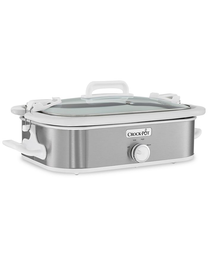 Crock-Pot 3.5 Quart Casserole Manual Slow Cooker, Charcoal & Crockpot 8  Quart Slow Cooker with Auto Warm Setting and Cookbook, Black Stainless Steel