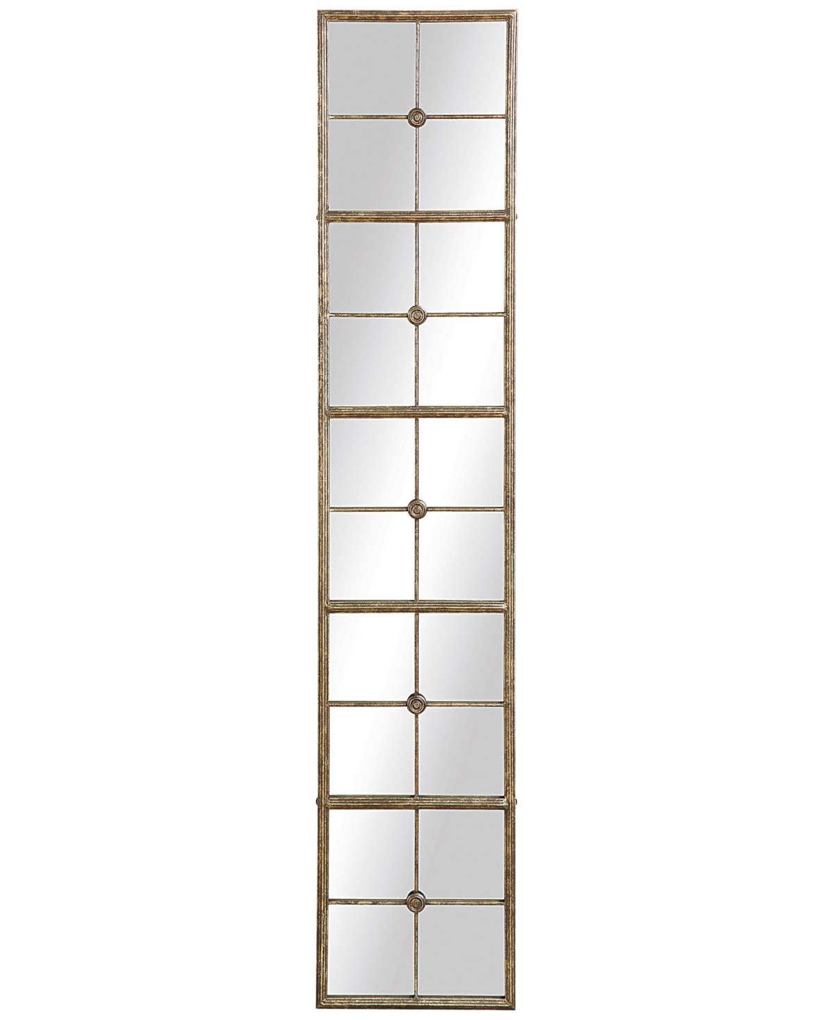 Distressed Rectangle Metal Framed Windowpane Wall Mirror, Gold-Tone - Gold