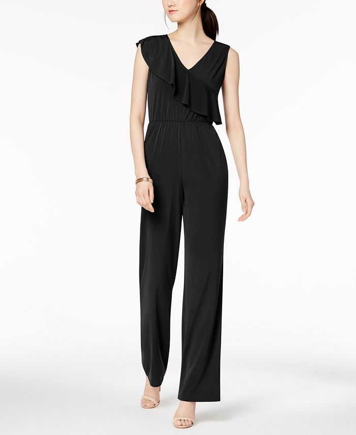 NY Collection Petite Ruffled Jumpsuit - Macy's