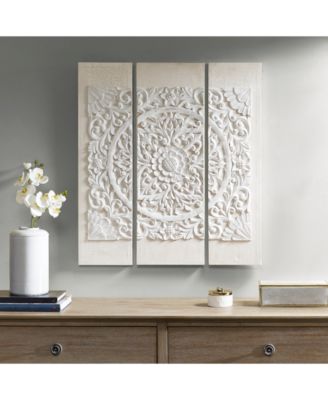 Madison Park Mandala White 3-Pc. 3D Embellished Canvas Wall Art Set 