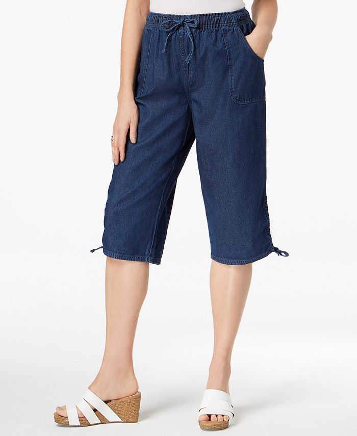 Karen Scott Petite Cotton Denim Skimmer Pants, Created for Macy's