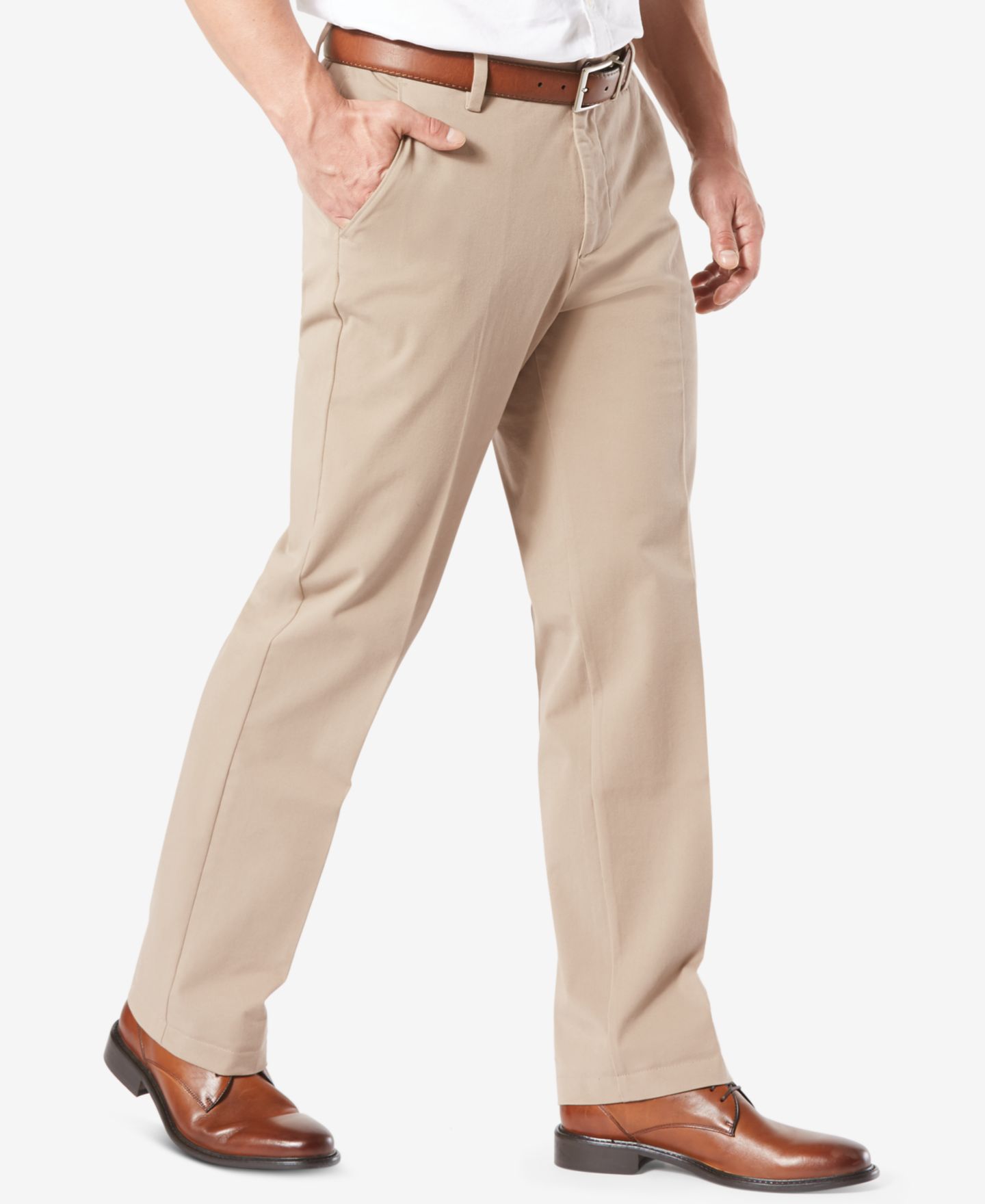 Мужские брюки Dockers Workday Smart 360 Flex Classic Fit Khaki Stretch, цвет: Песочный бежевый — фото 8