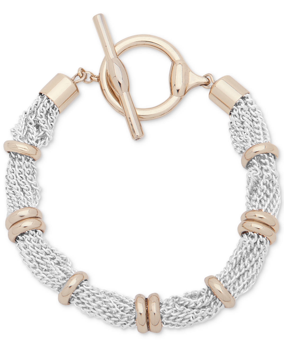 Lauren Ralph Lauren Two-tone Multi-row Toggle Bracelet In Gold