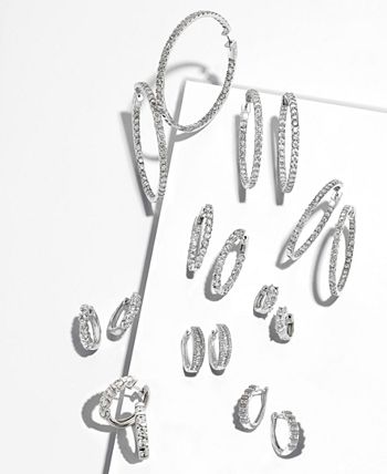 Macy's - 14k White Gold Diamond Hoop Earrings (2 ct. t.w.)