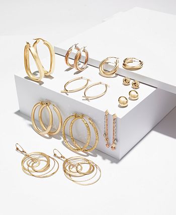 Italian Gold - Crisscross Hoop Earrings in 14k Gold