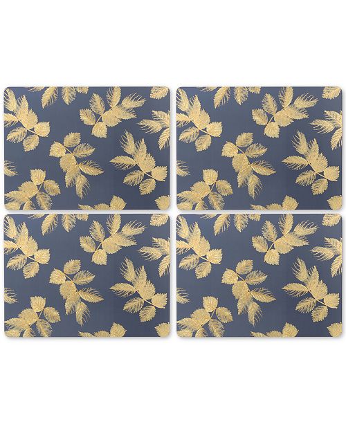 Pimpernel Etched Leaves Navy Set of 4 Placemats & Reviews Table Linens Dining Macy's