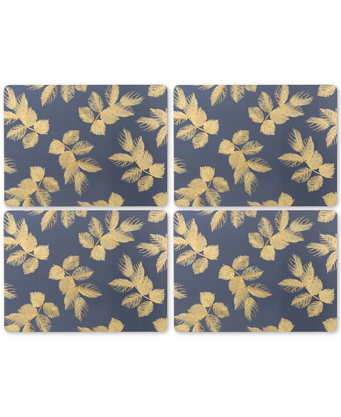 Pimpernel Etched Leaves Navy Set of 4 Placemats Macy's